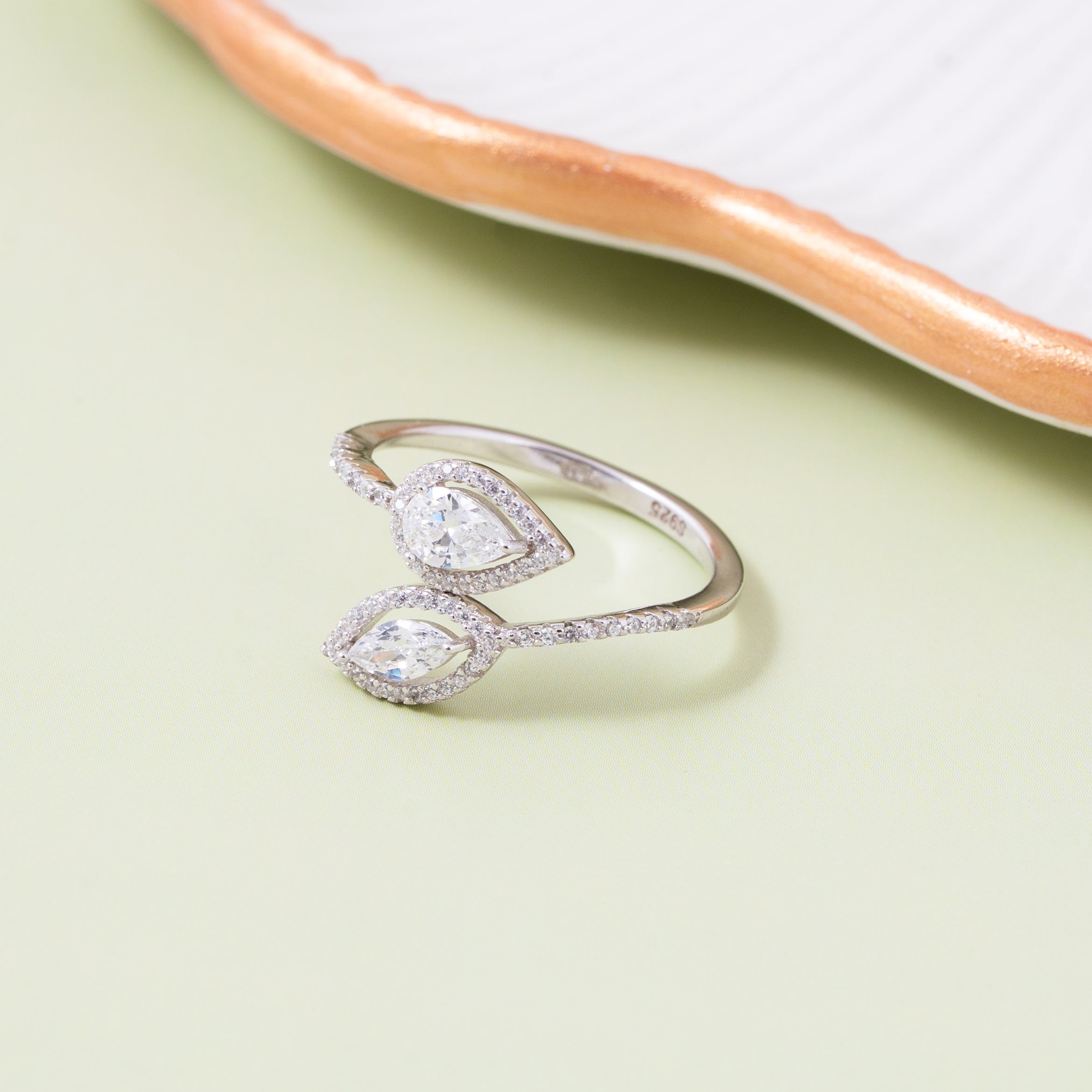 Twin Dew Silver Ring